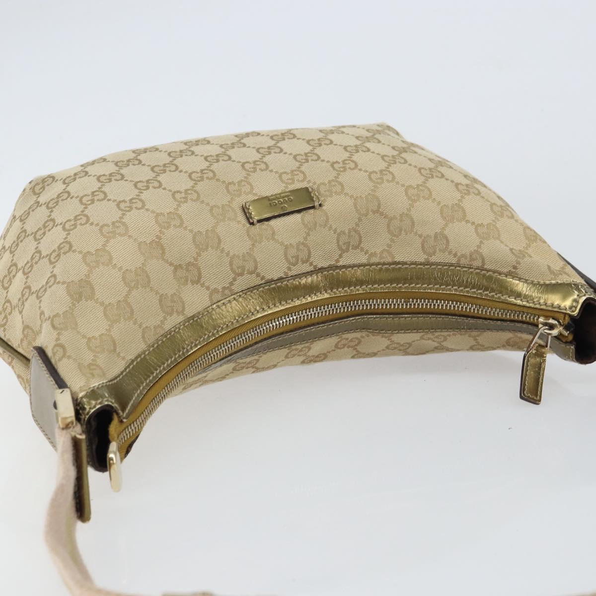 GUCCI GG Canvas Sherry Line Shoulder Bag Beige Gold 181092 Auth mr1685