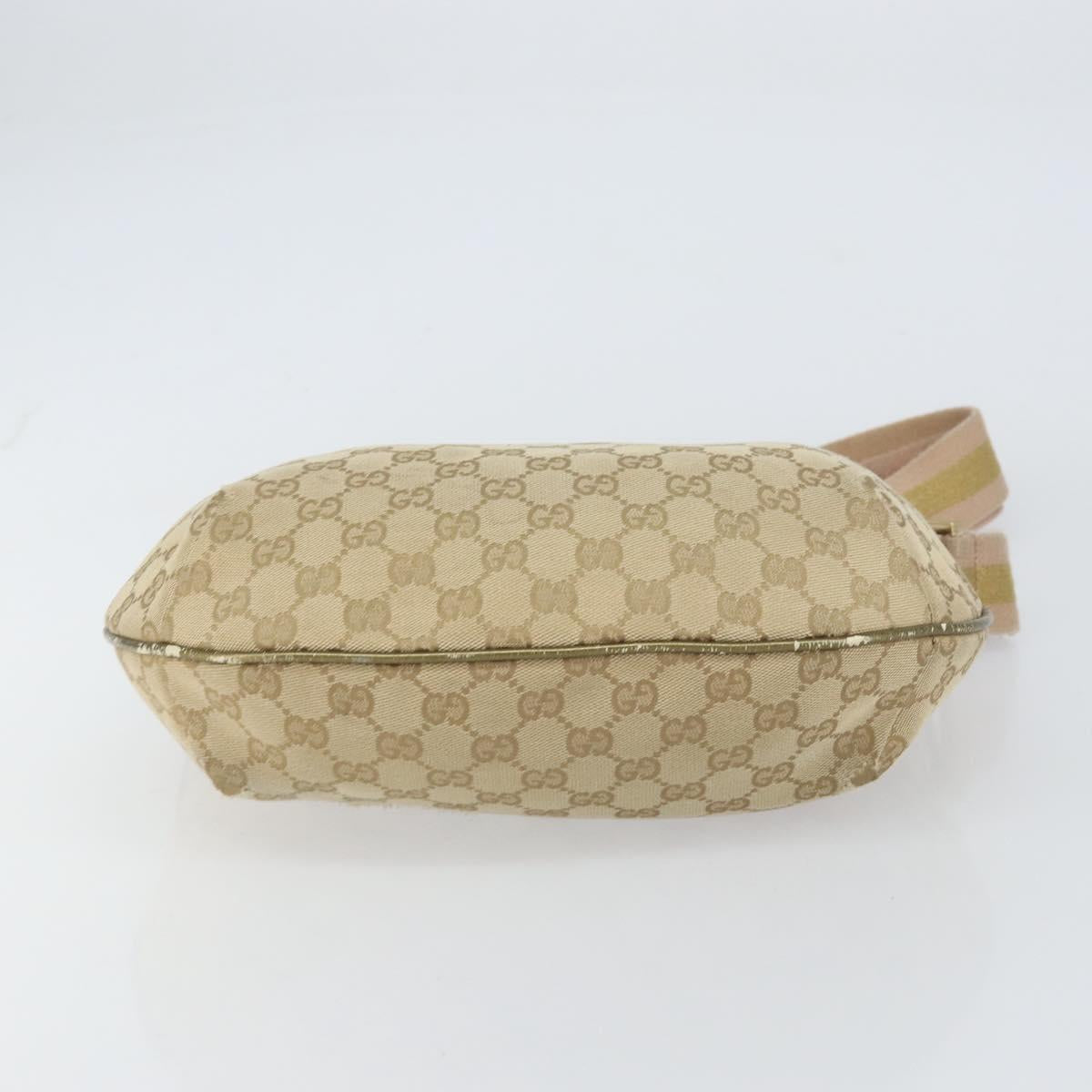 GUCCI GG Canvas Sherry Line Shoulder Bag Beige Gold 181092 Auth mr1685