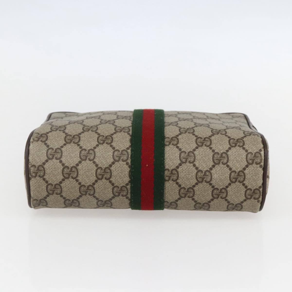 GUCCI GG Supreme Web Sherry Line Clutch Bag PVC Beige Gold 63 01 012 Auth mr1689