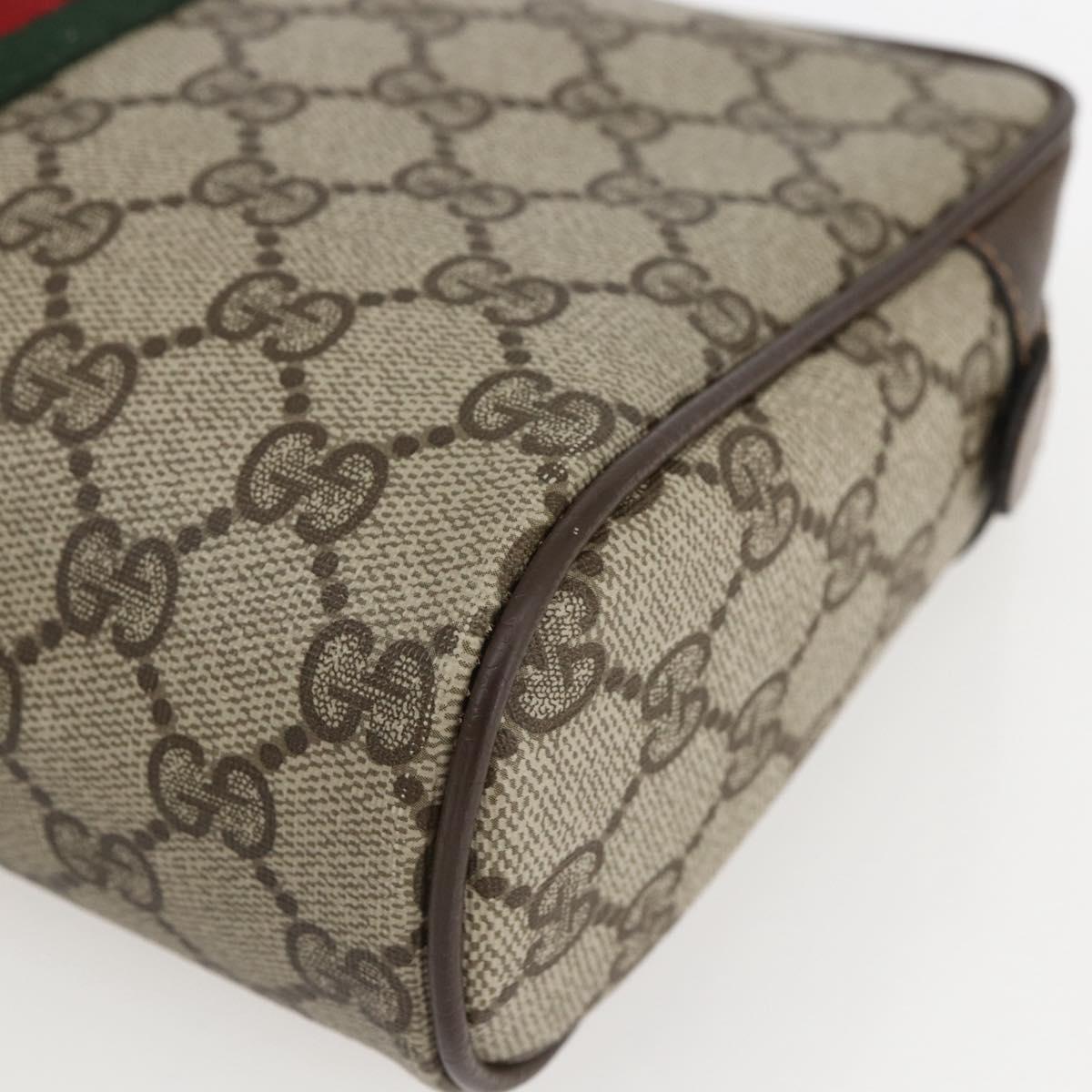 GUCCI GG Supreme Web Sherry Line Clutch Bag PVC Beige Gold 63 01 012 Auth mr1689
