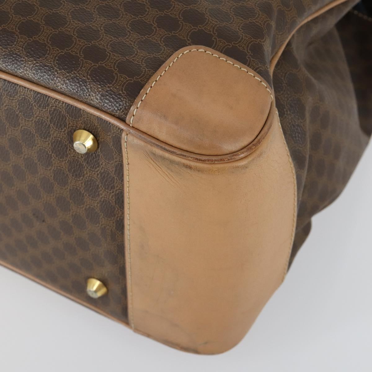 CELINE Macadam Canvas Hand Bag PVC Leather Brown Gold Auth mr1691