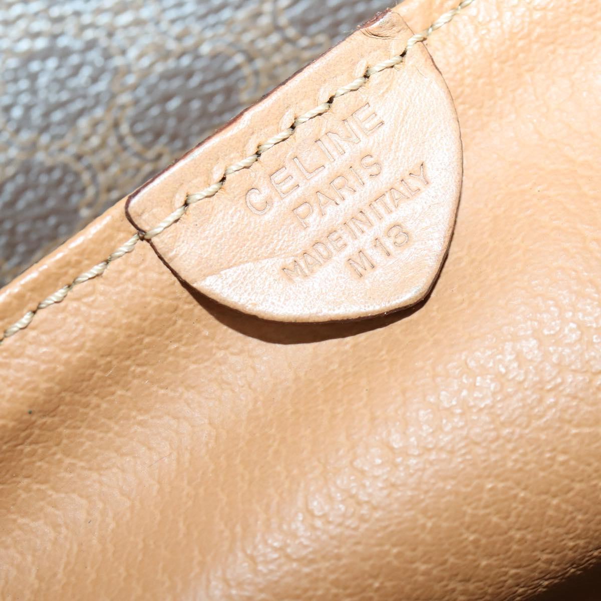 CELINE Macadam Canvas Hand Bag PVC Leather Brown Gold Auth mr1691