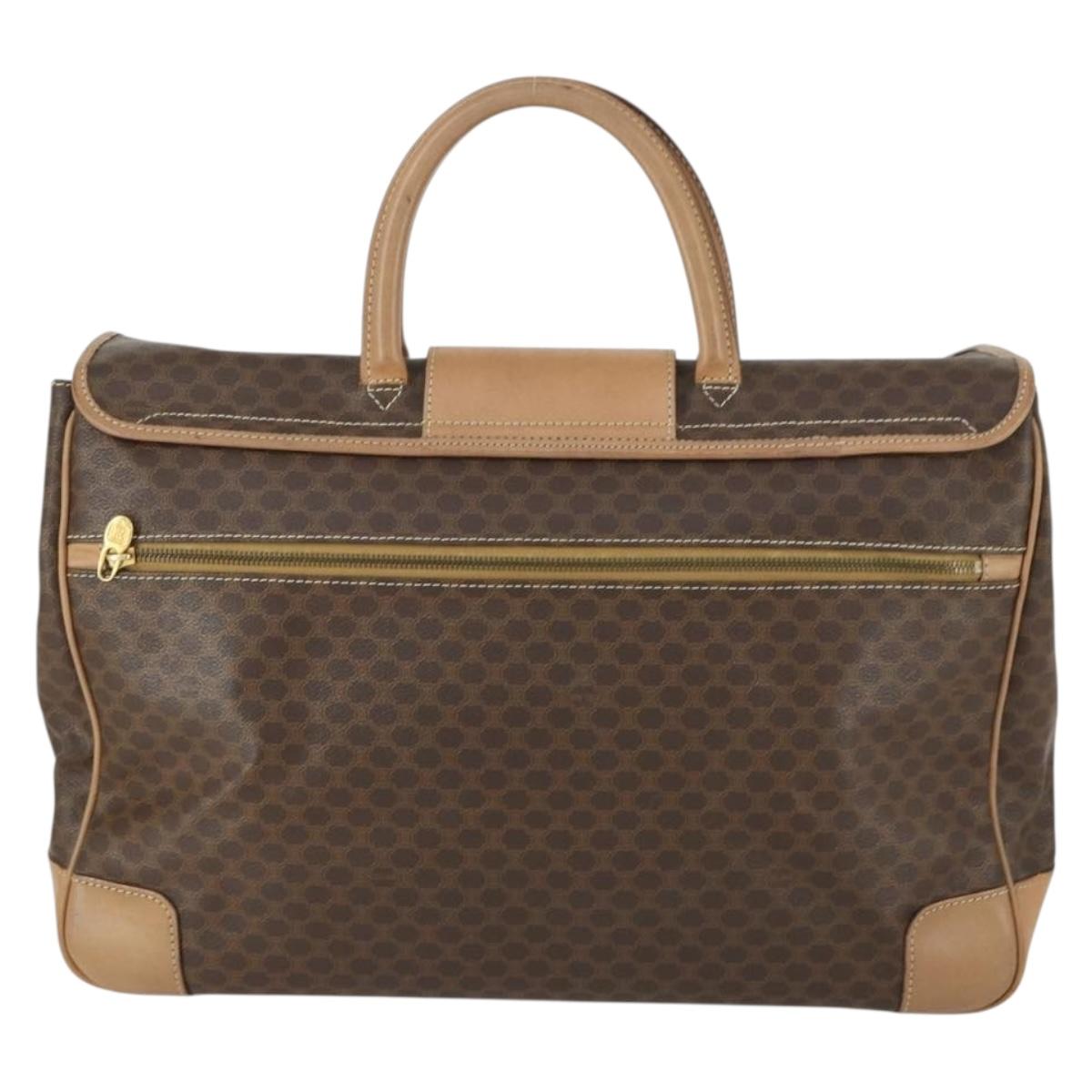 CELINE Macadam Canvas Hand Bag PVC Leather Brown Gold Auth mr1691