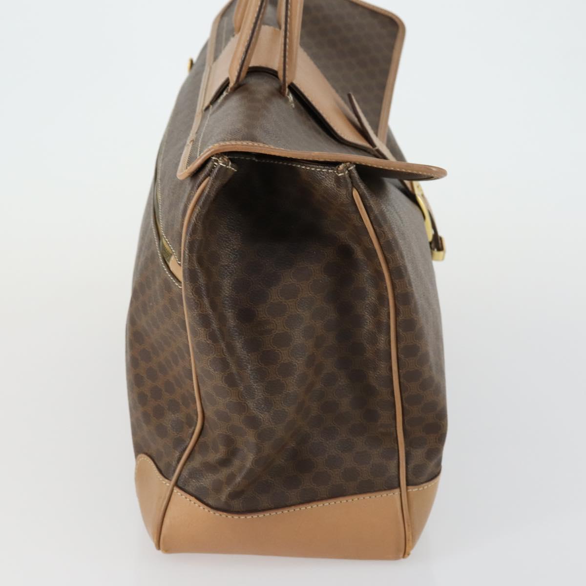 CELINE Macadam Canvas Hand Bag PVC Leather Brown Gold Auth mr1691