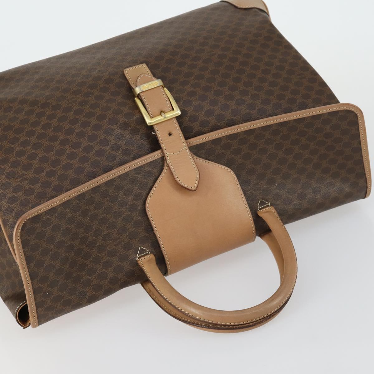 CELINE Macadam Canvas Hand Bag PVC Leather Brown Gold Auth mr1691