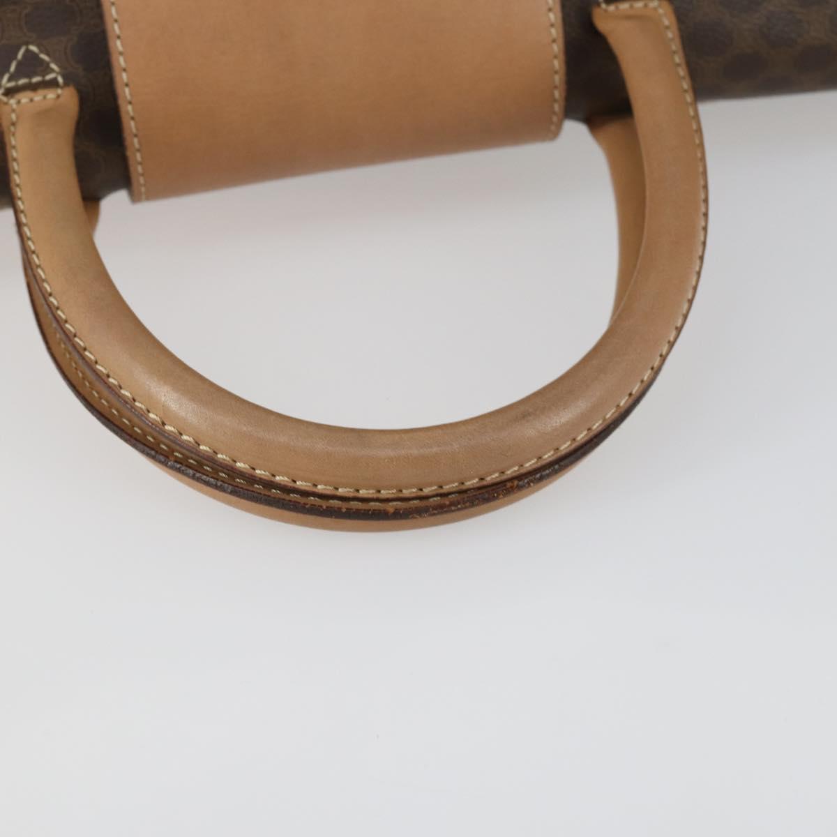 CELINE Macadam Canvas Hand Bag PVC Leather Brown Gold Auth mr1691