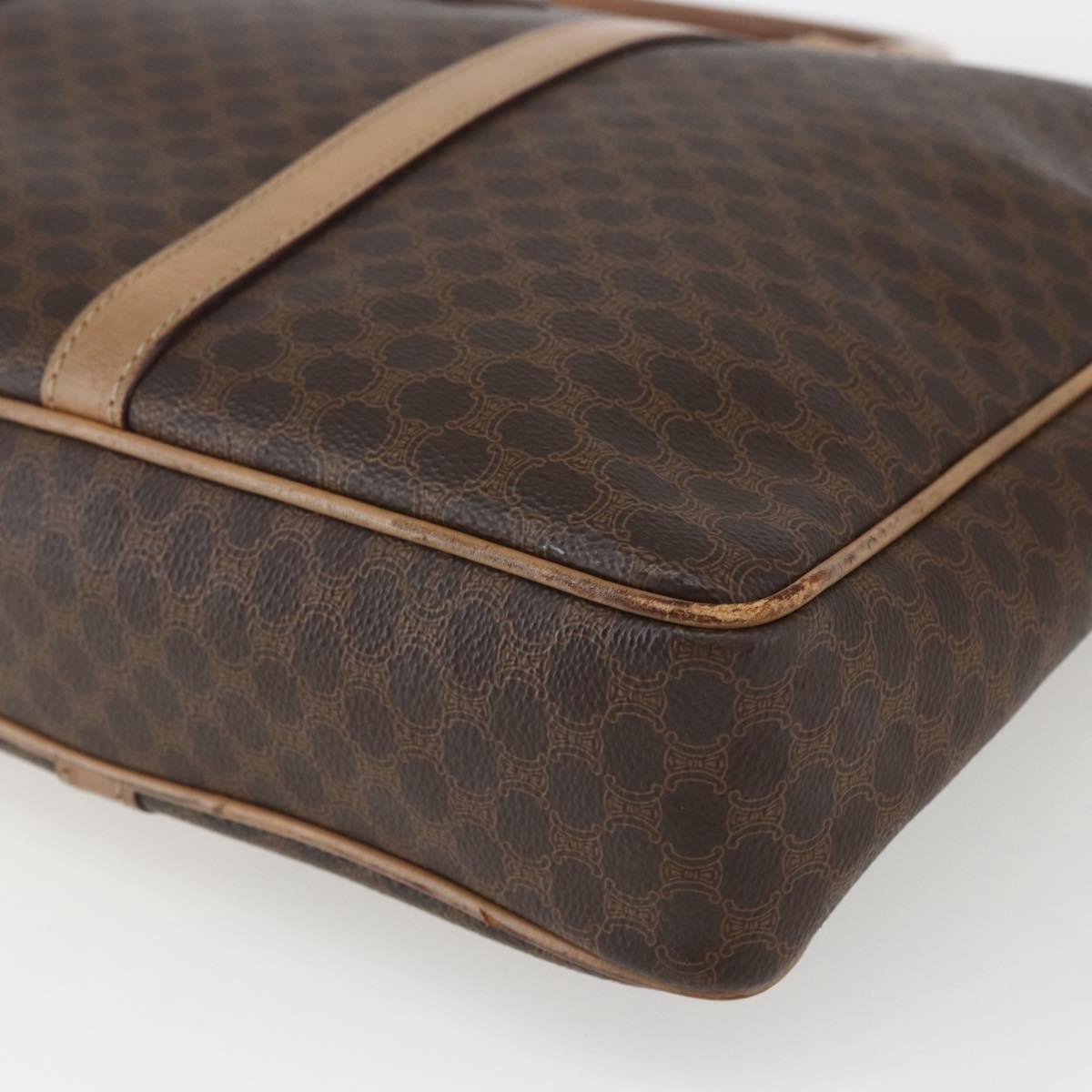 CELINE Macadam Canvas Business Bag PVC Leather Brown Gold Auth mr1694