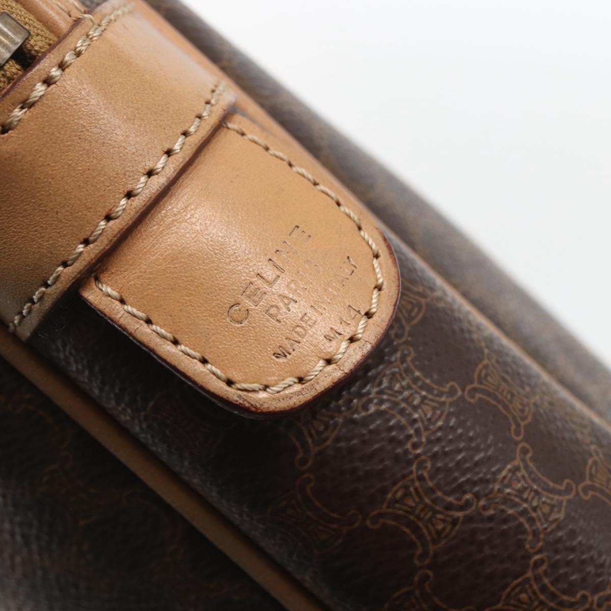 CELINE Macadam Canvas Business Bag PVC Leather Brown Gold Auth mr1694