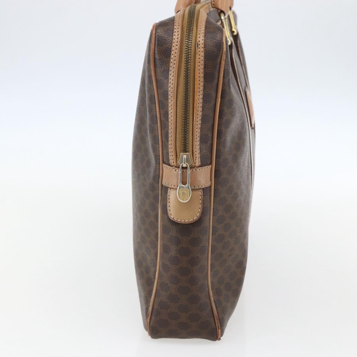 CELINE Macadam Canvas Business Bag PVC Leather Brown Gold Auth mr1694
