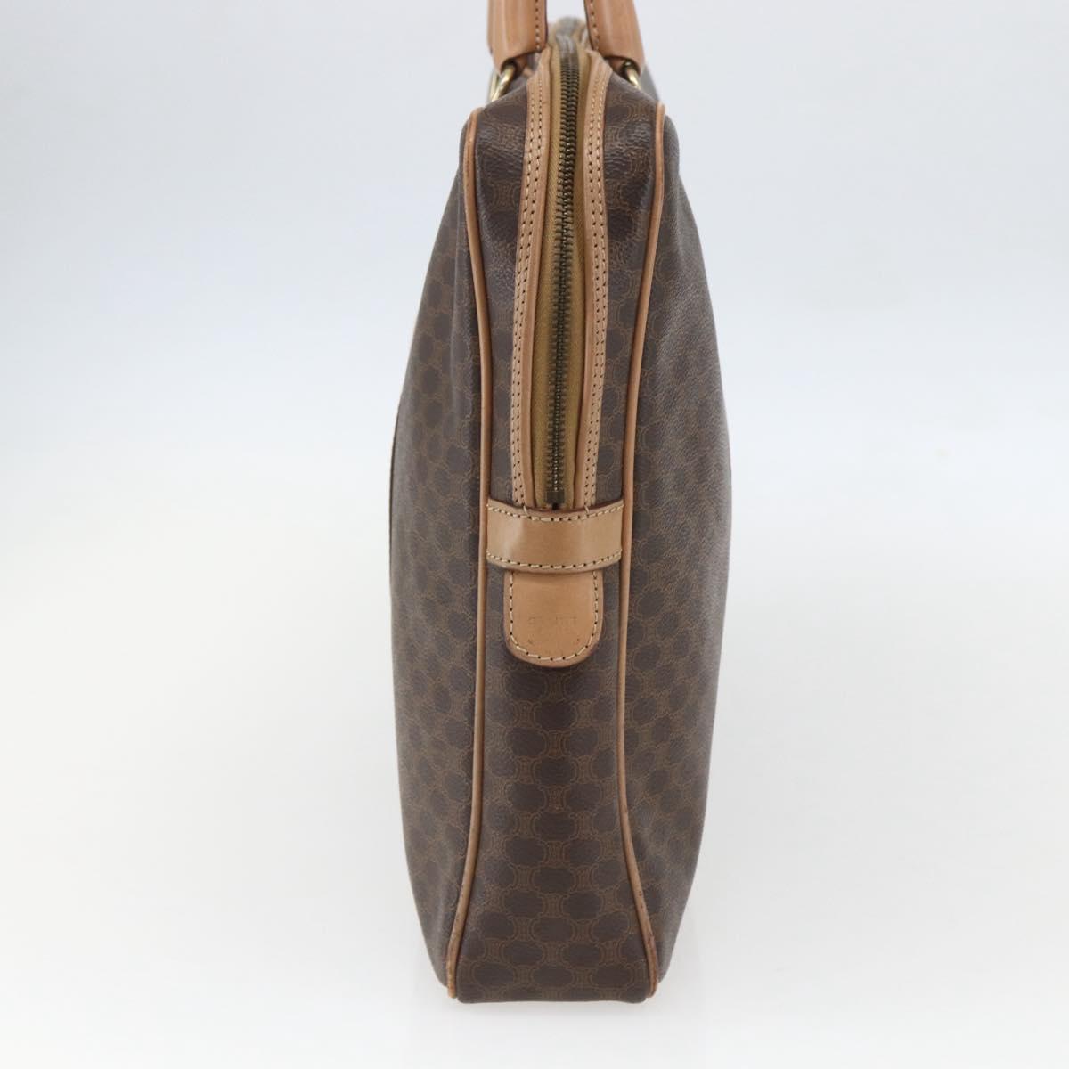 CELINE Macadam Canvas Business Bag PVC Leather Brown Gold Auth mr1694