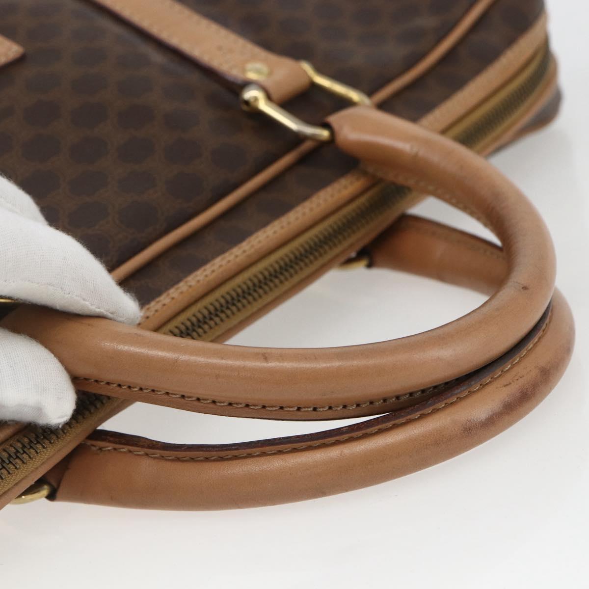 CELINE Macadam Canvas Business Bag PVC Leather Brown Gold Auth mr1694