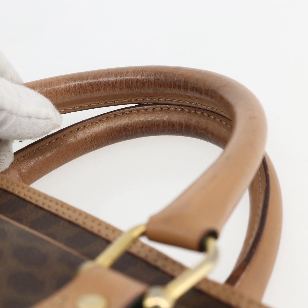 CELINE Macadam Canvas Business Bag PVC Leather Brown Gold Auth mr1694