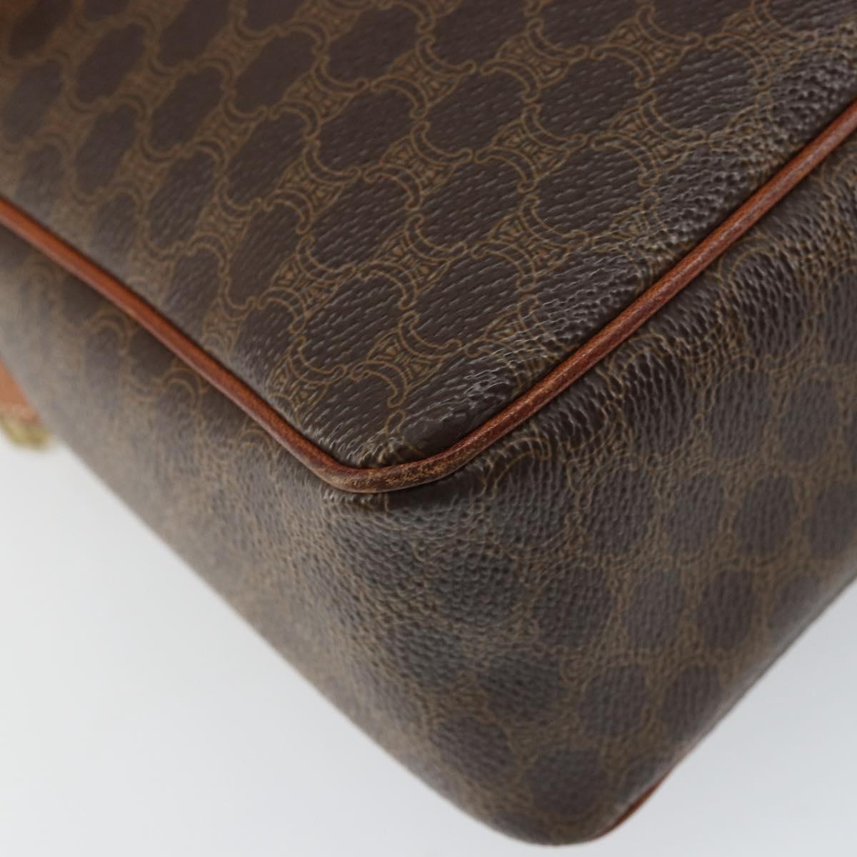 CELINE Macadam Canvas Shoulder Bag PVC Leather Brown Gold Auth mr1695