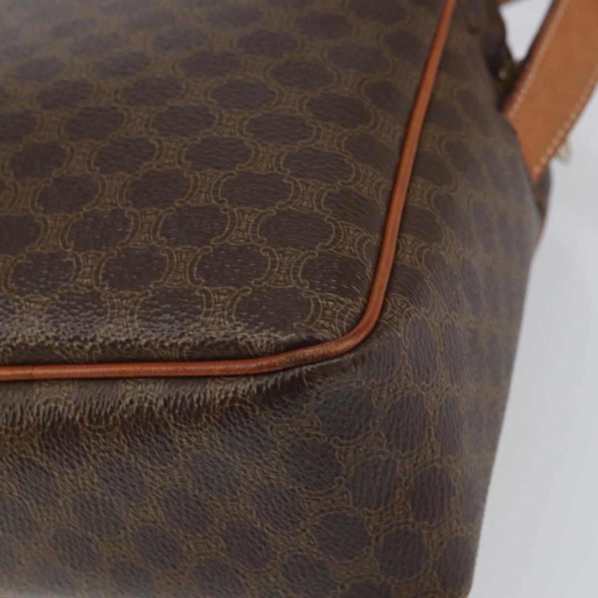 CELINE Macadam Canvas Shoulder Bag PVC Leather Brown Gold Auth mr1695