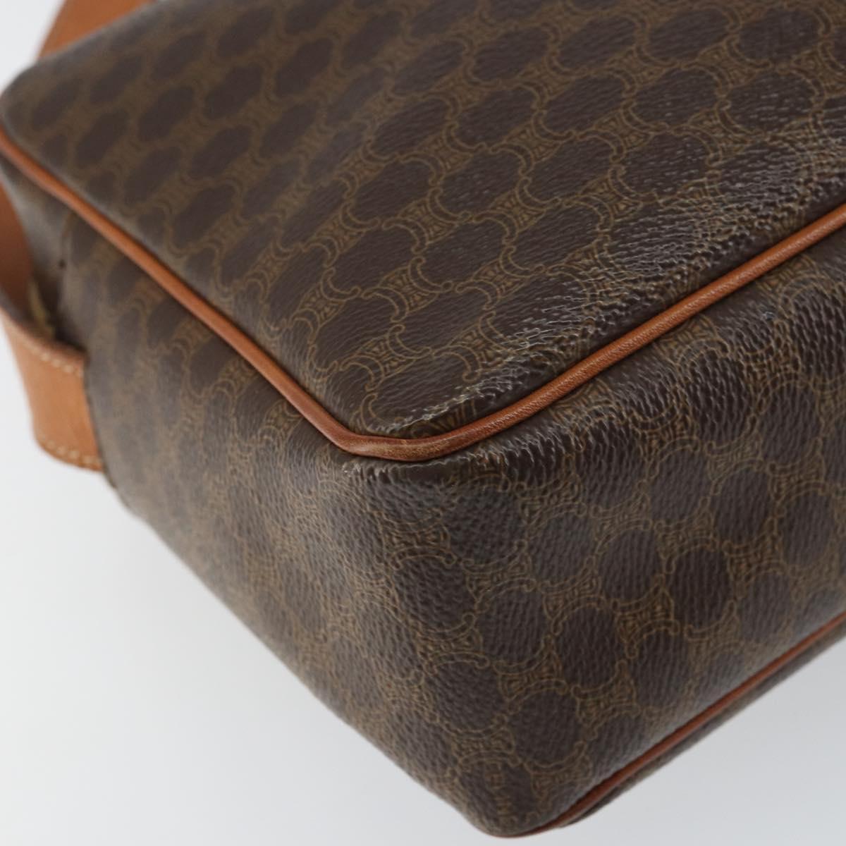 CELINE Macadam Canvas Shoulder Bag PVC Leather Brown Gold Auth mr1695