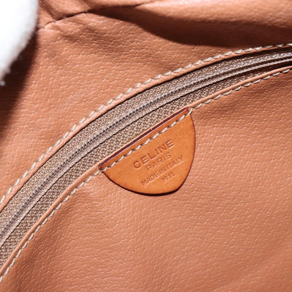 CELINE Macadam Canvas Shoulder Bag PVC Leather Brown Gold Auth mr1695
