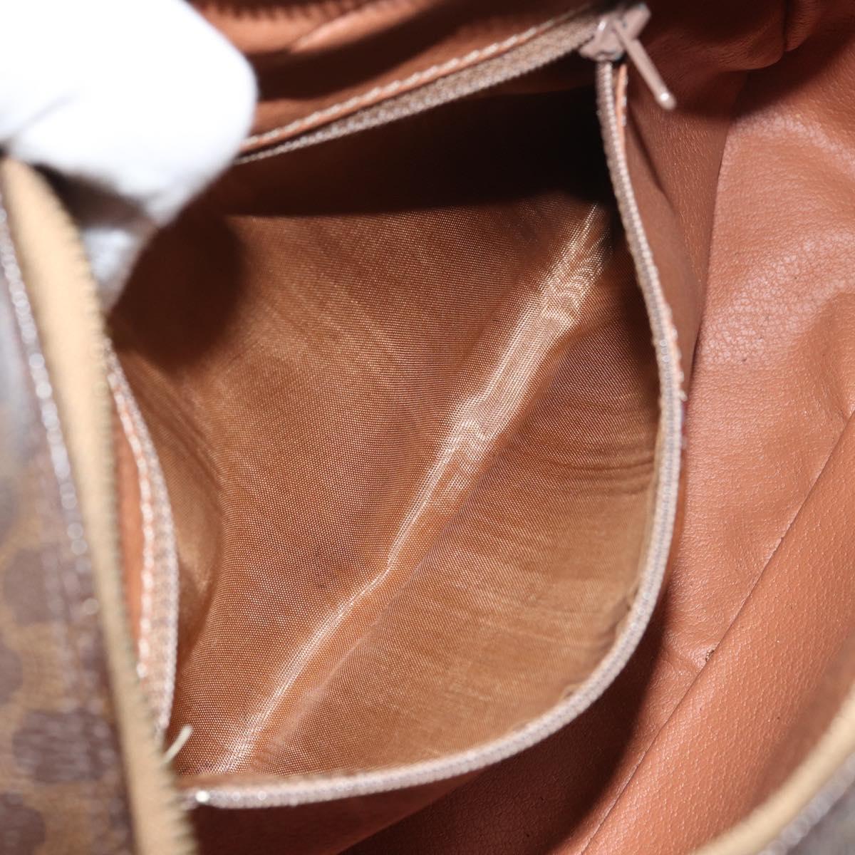 CELINE Macadam Canvas Shoulder Bag PVC Leather Brown Gold Auth mr1695