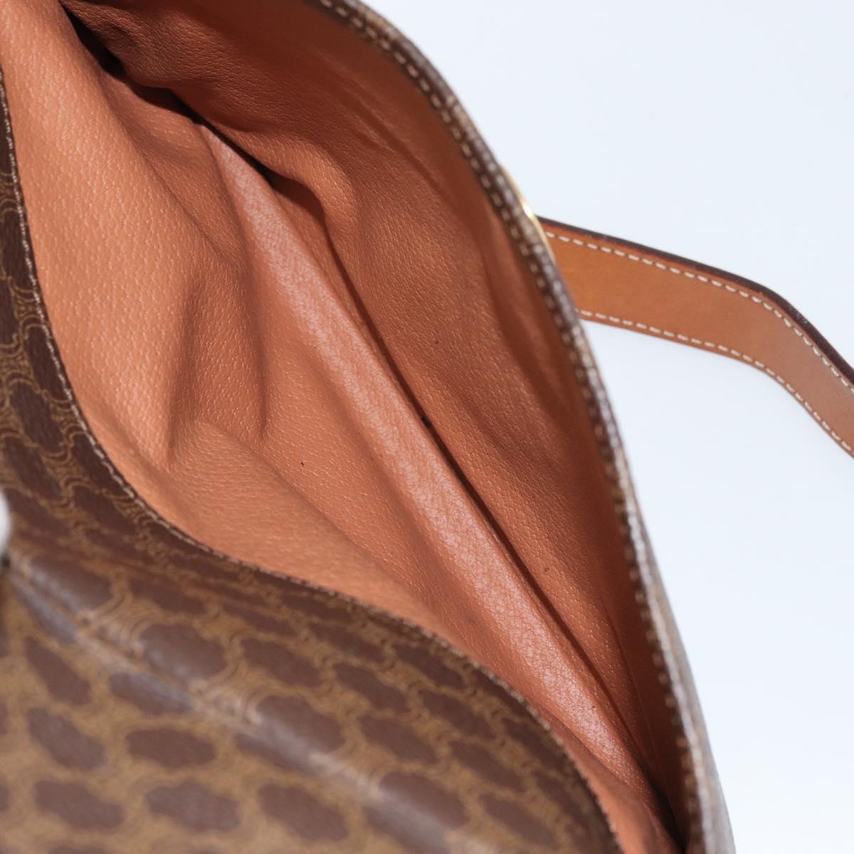 CELINE Macadam Canvas Shoulder Bag PVC Leather Brown Gold Auth mr1695
