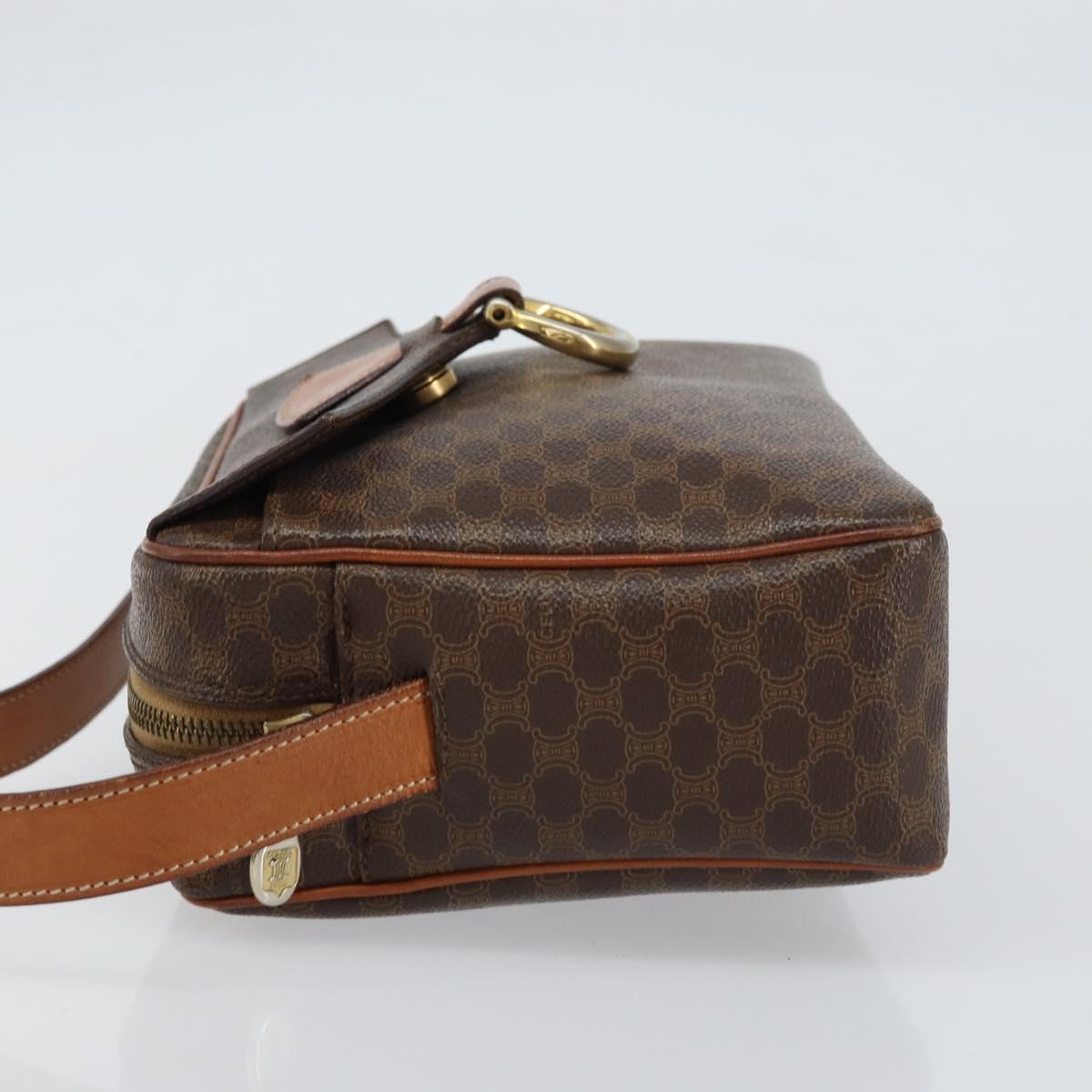 CELINE Macadam Canvas Shoulder Bag PVC Leather Brown Gold Auth mr1695