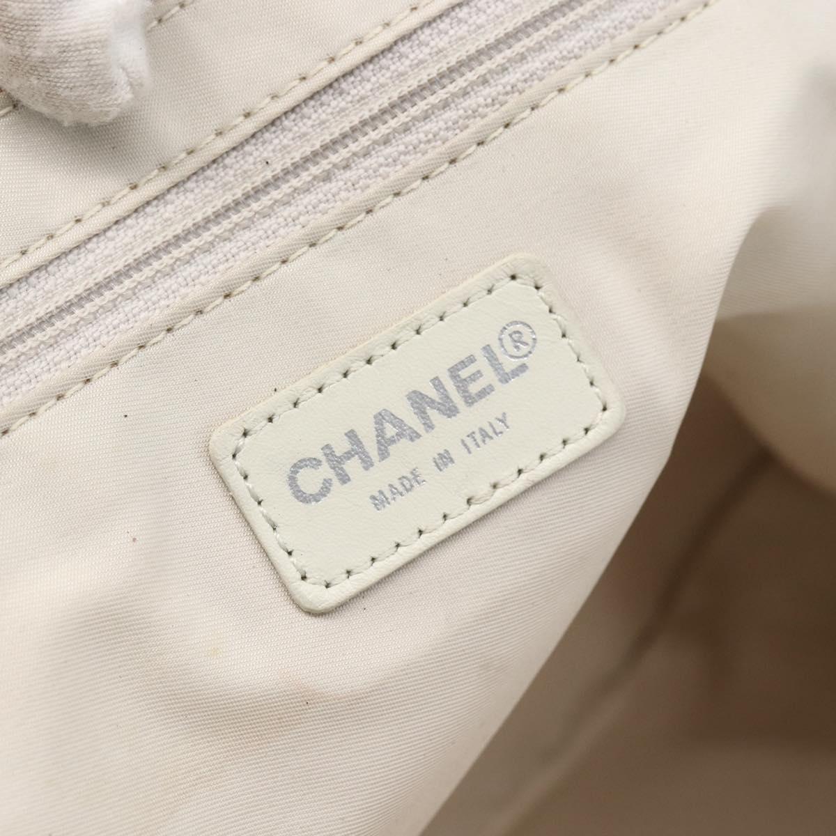 CHANEL New Travel line Hand Bag Nylon Beige Silver CC Auth mr1703
