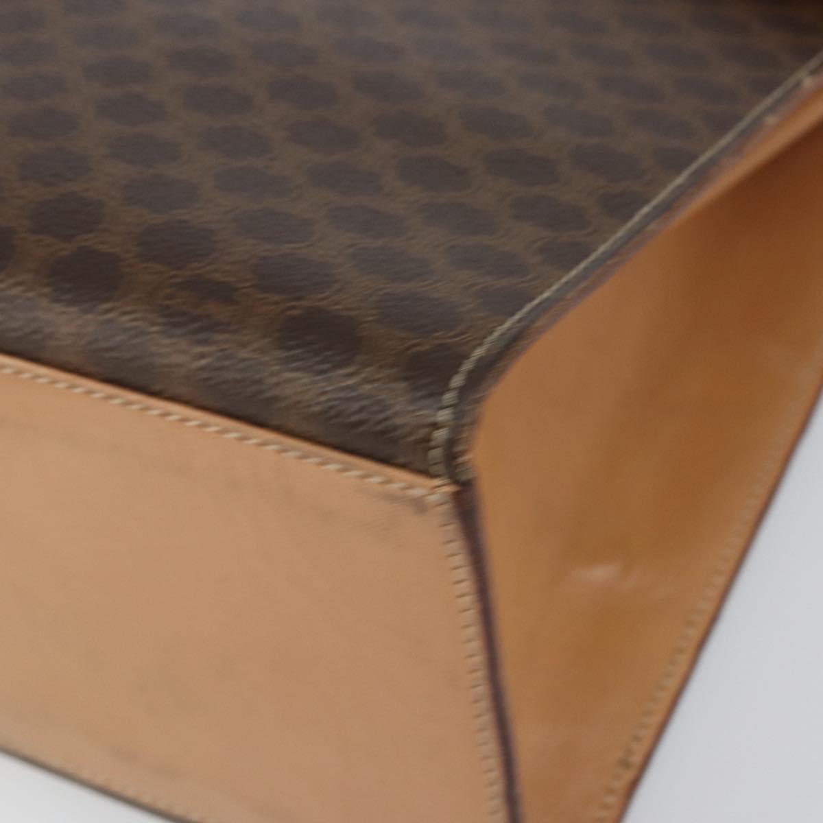 CELINE Macadam Canvas Hand Bag PVC Leather Brown Gold Auth mr1708A