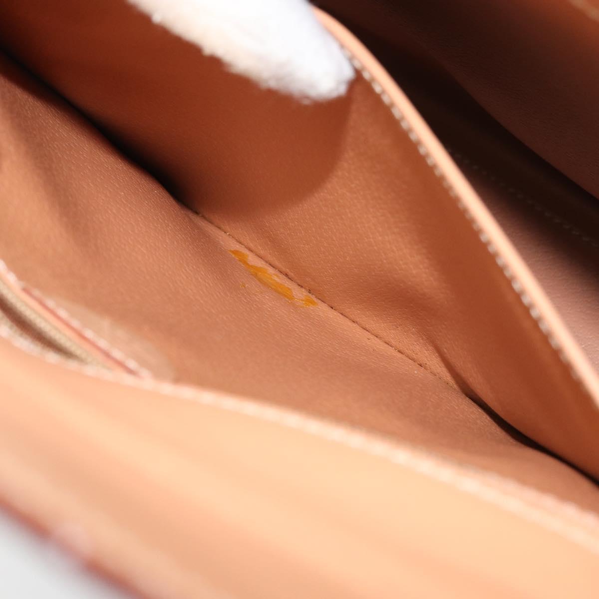 CELINE Macadam Canvas Hand Bag PVC Leather Brown Gold Auth mr1708A