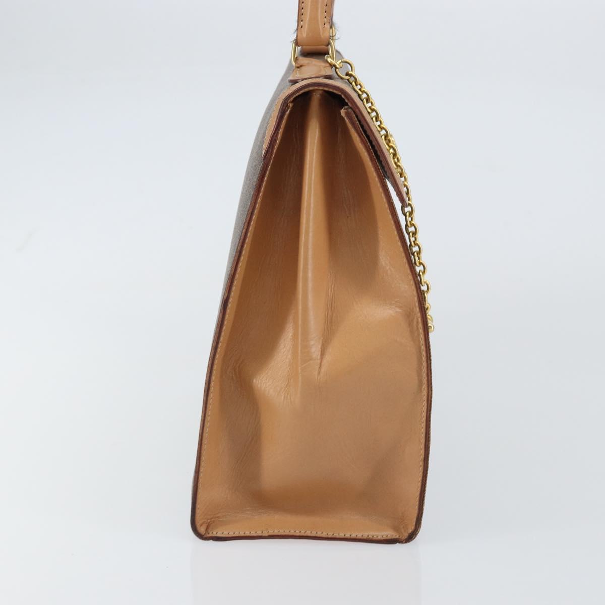 CELINE Macadam Canvas Hand Bag PVC Leather Brown Gold Auth mr1708A