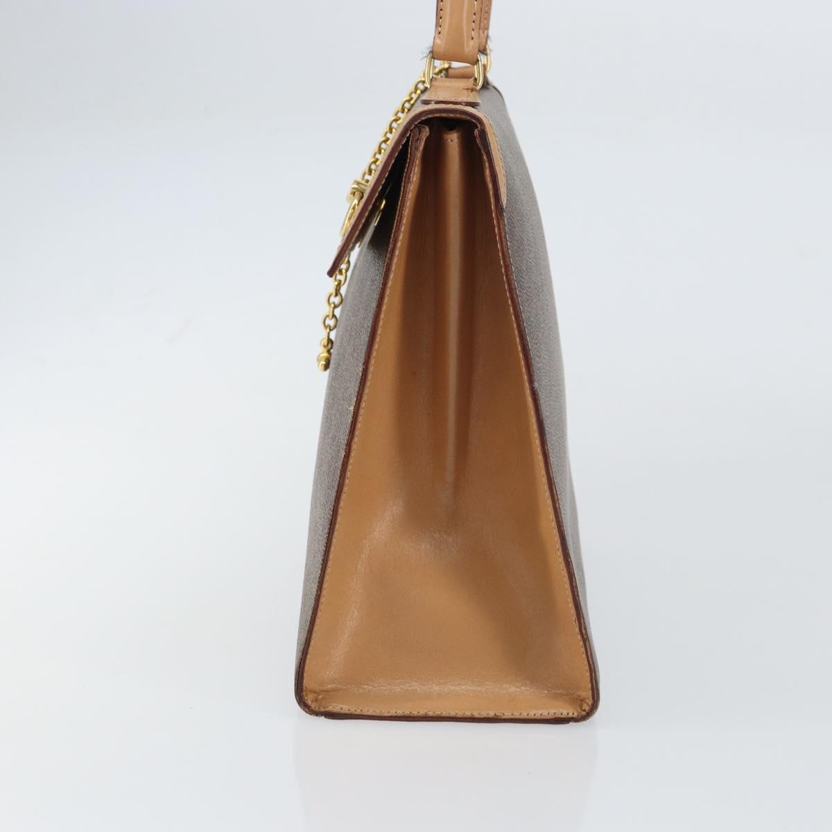 CELINE Macadam Canvas Hand Bag PVC Leather Brown Gold Auth mr1708A