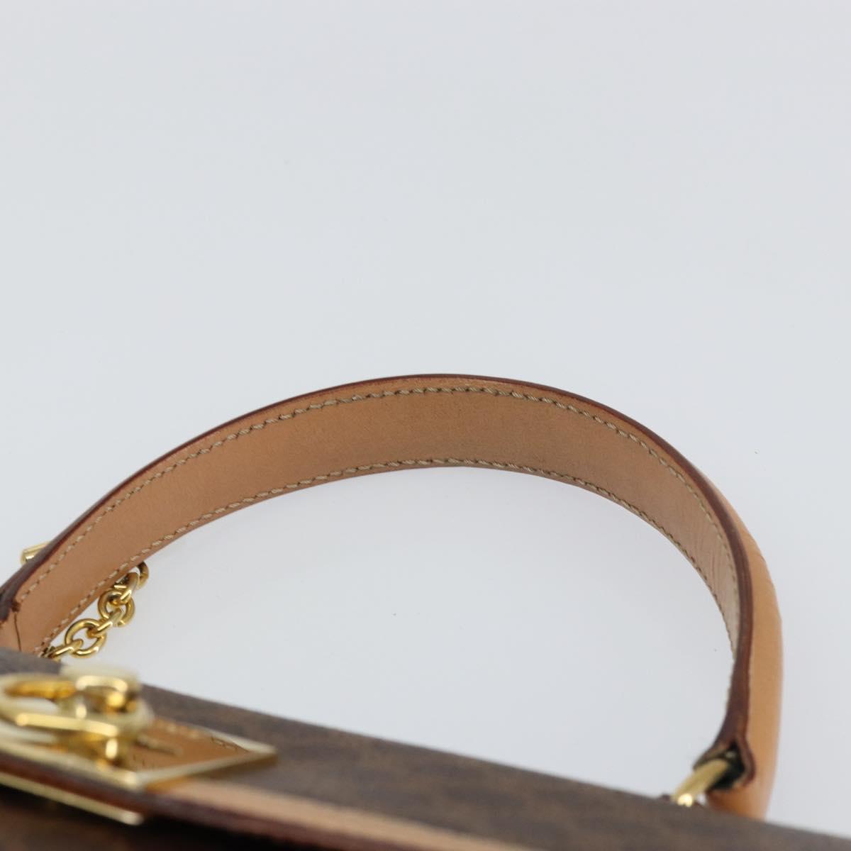 CELINE Macadam Canvas Hand Bag PVC Leather Brown Gold Auth mr1708A