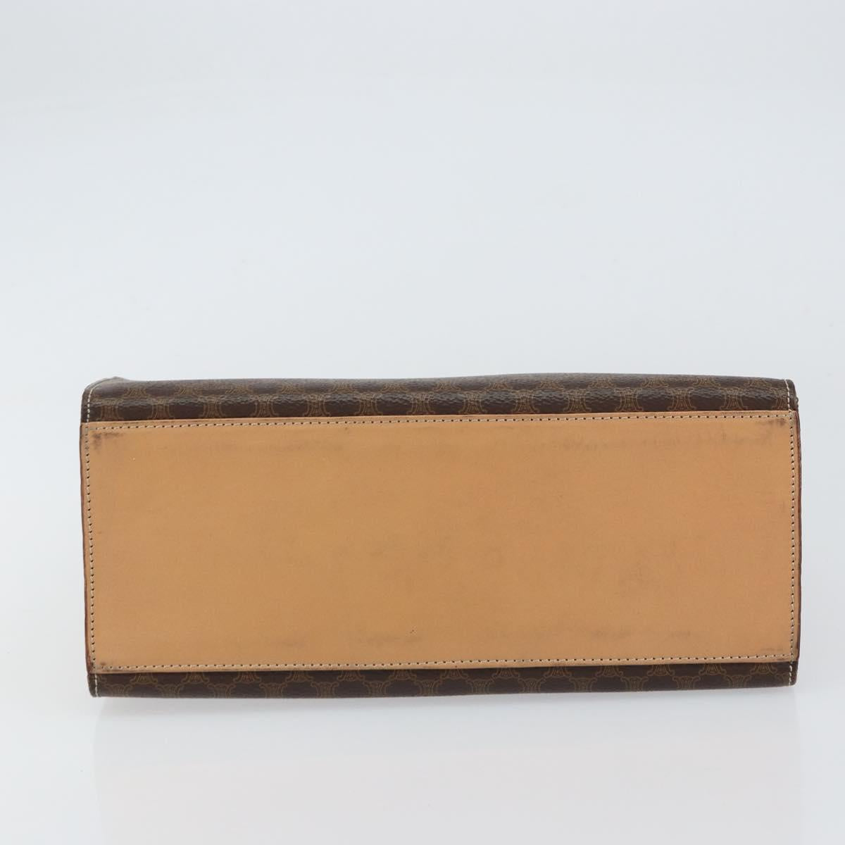 CELINE Macadam Canvas Hand Bag PVC Leather Brown Gold Auth mr1708A