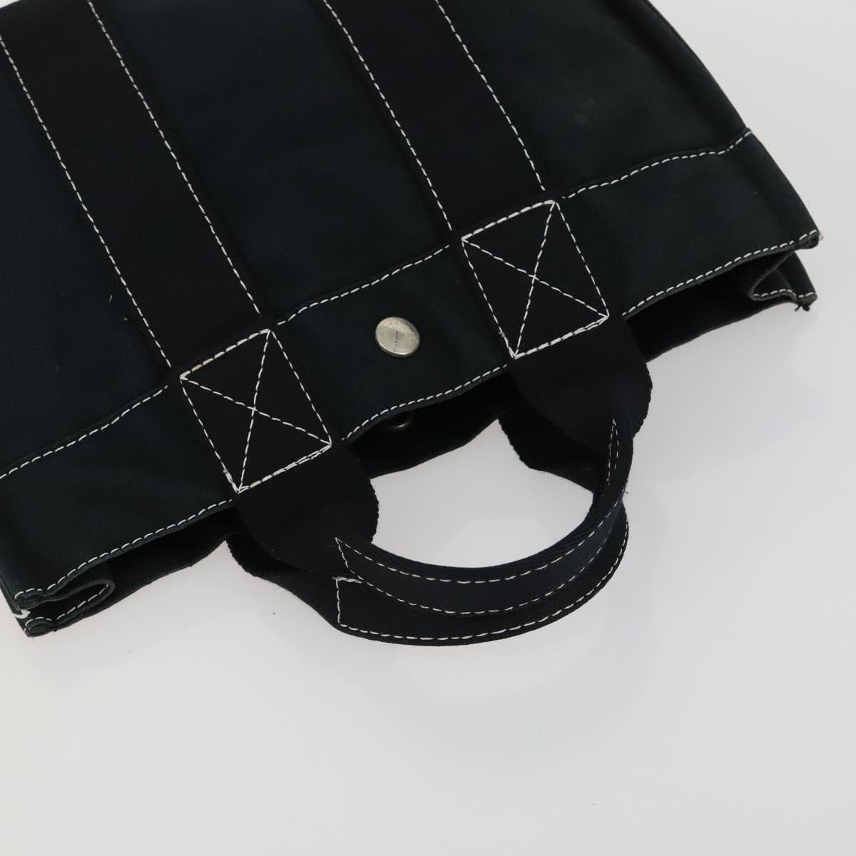HERMES Her Line Fourre Tout Hand Bag Canvas 5 Set Black Navy gray Auth mr1716