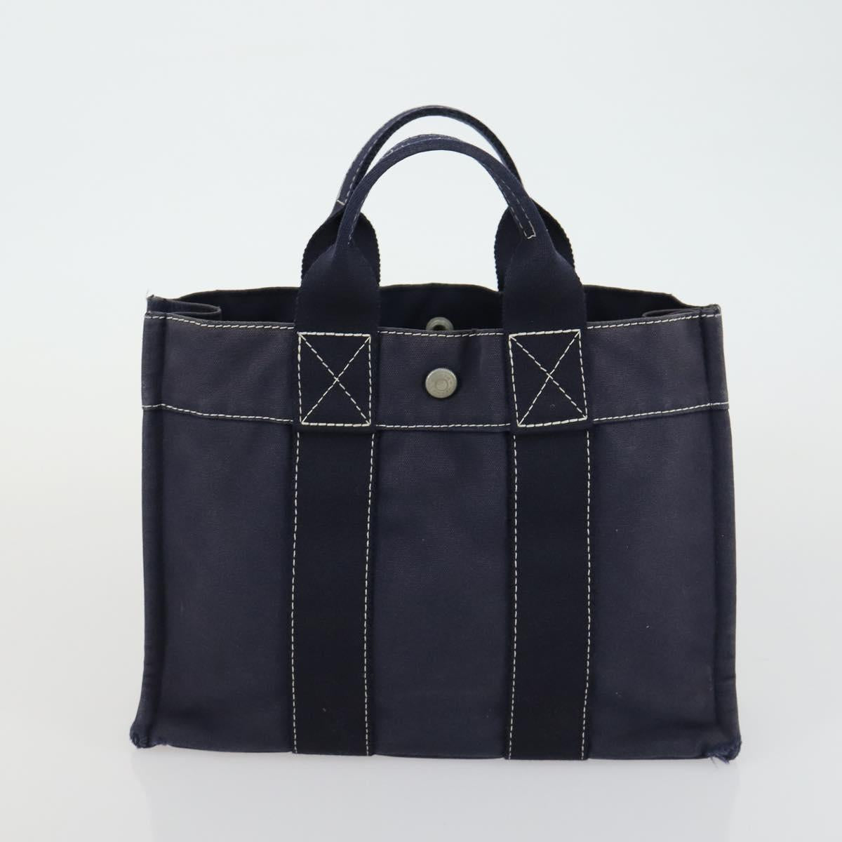 HERMES Her Line Fourre Tout Hand Bag Canvas 5 Set Black Navy gray Auth mr1716