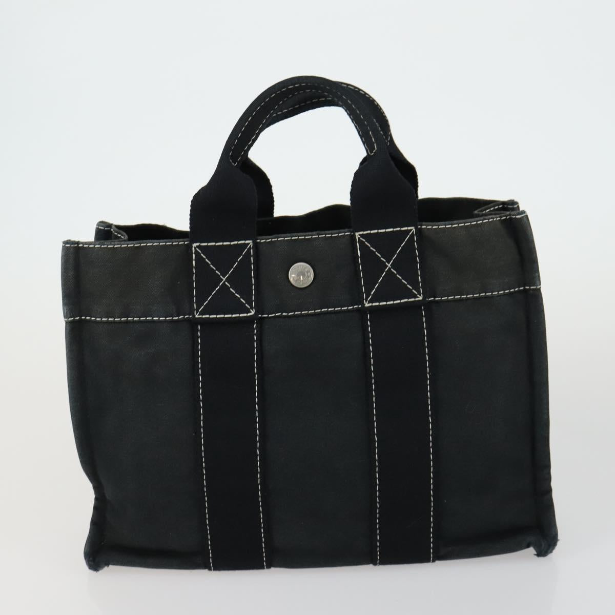 HERMES Her Line Fourre Tout Hand Bag Canvas 5 Set Black Navy gray Auth mr1716
