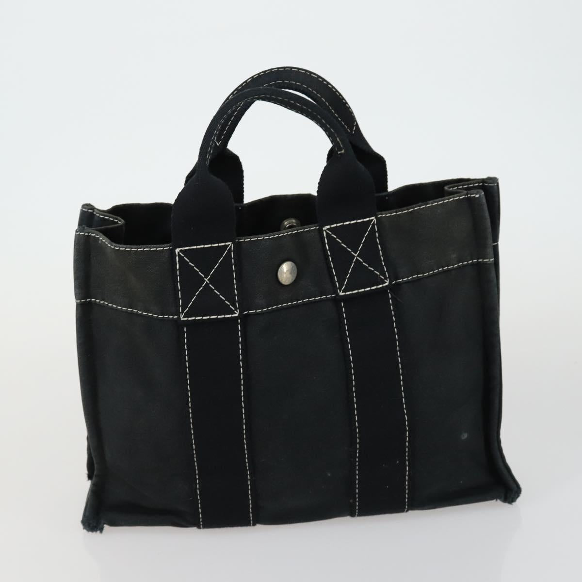 HERMES Her Line Fourre Tout Hand Bag Canvas 5 Set Black Navy gray Auth mr1716