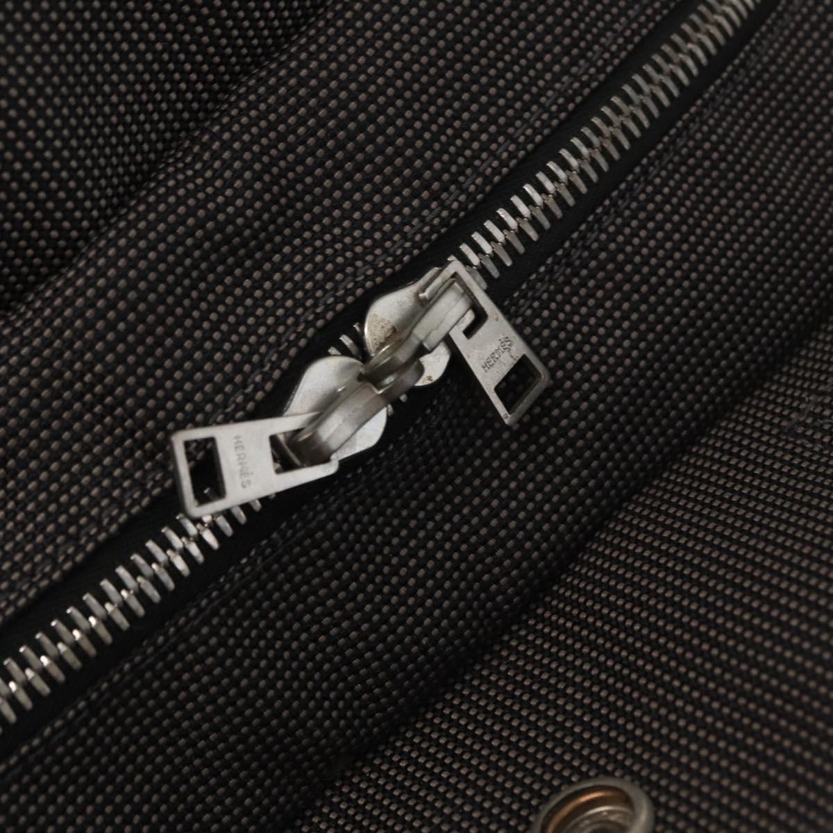HERMES Her Line MM Hand Bag Canvas Gray Silver Auth mr1717