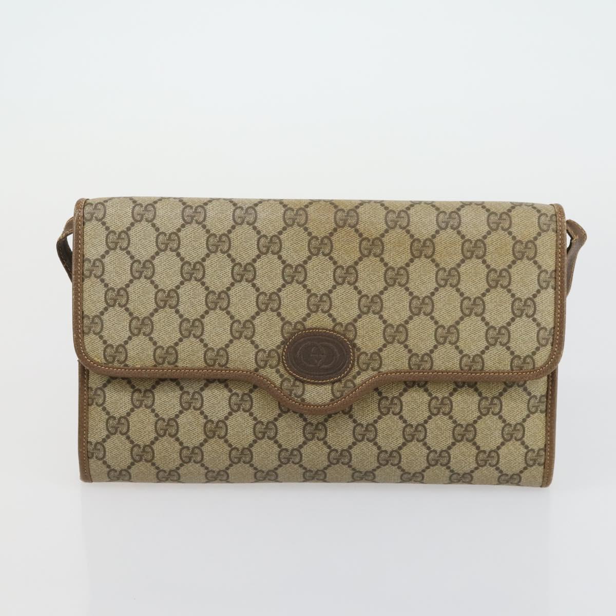 GUCCI GG Supreme Web Sherry Line Bag PVC Nylon 4 Set Beige Navy Auth mr1719