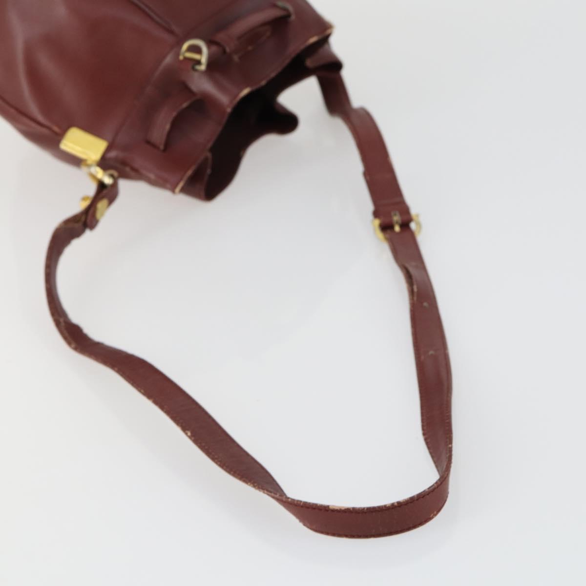 CARTIER Must Line Shoulder Bag Leather 5 Set Bordeaux Gold Auth mr1720