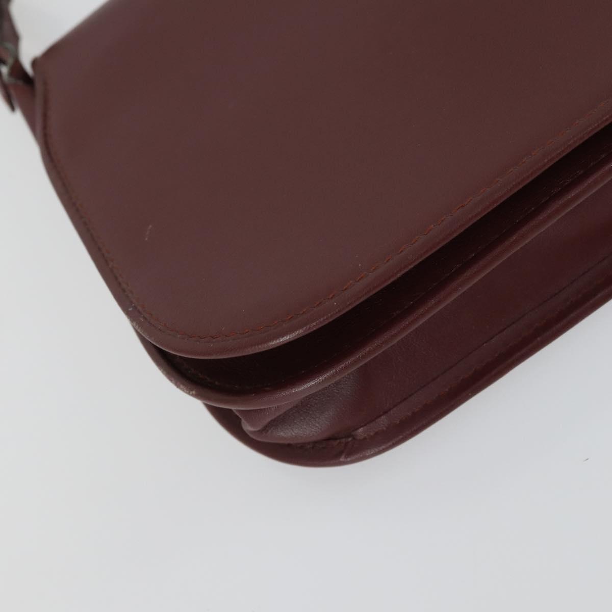 CARTIER Must Line Shoulder Bag Leather 2 Set Bordeaux Gold Auth mr1722