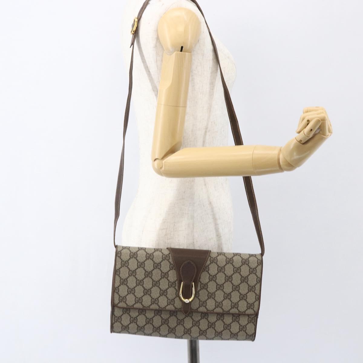 GUCCI GG Supreme Shoulder Bag PVC Beige Gold 904 02 050 Auth mr1730