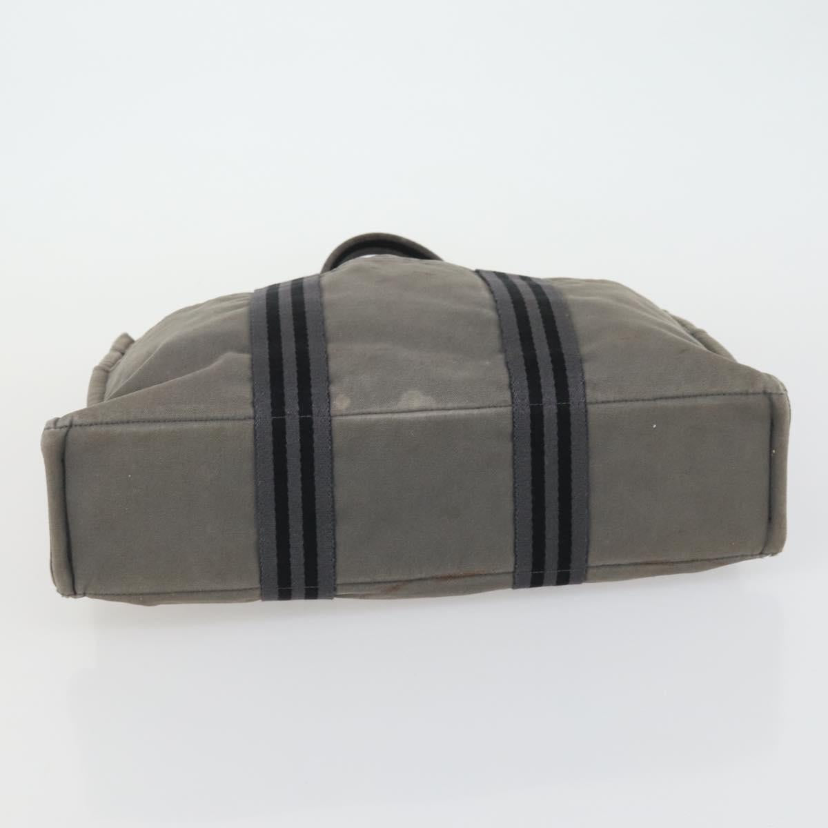 HERMES Fourre Tout MM Tote Bag Canvas 2 Set Gray Black Auth mr1736