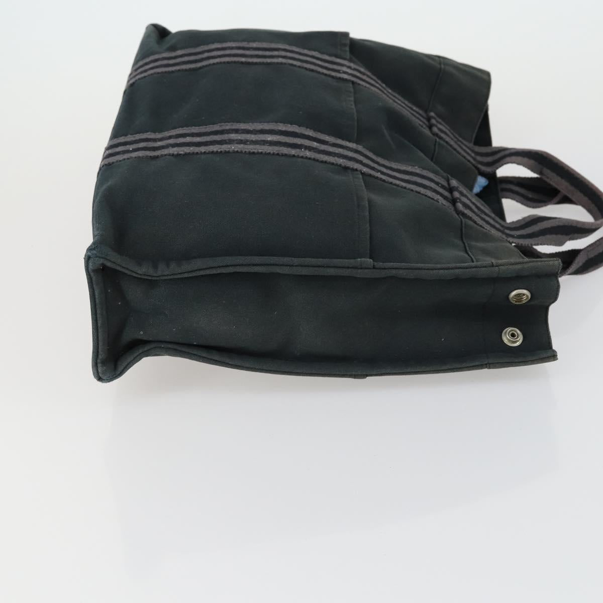 HERMES Fourre Tout MM Tote Bag Canvas 2 Set Gray Black Auth mr1736