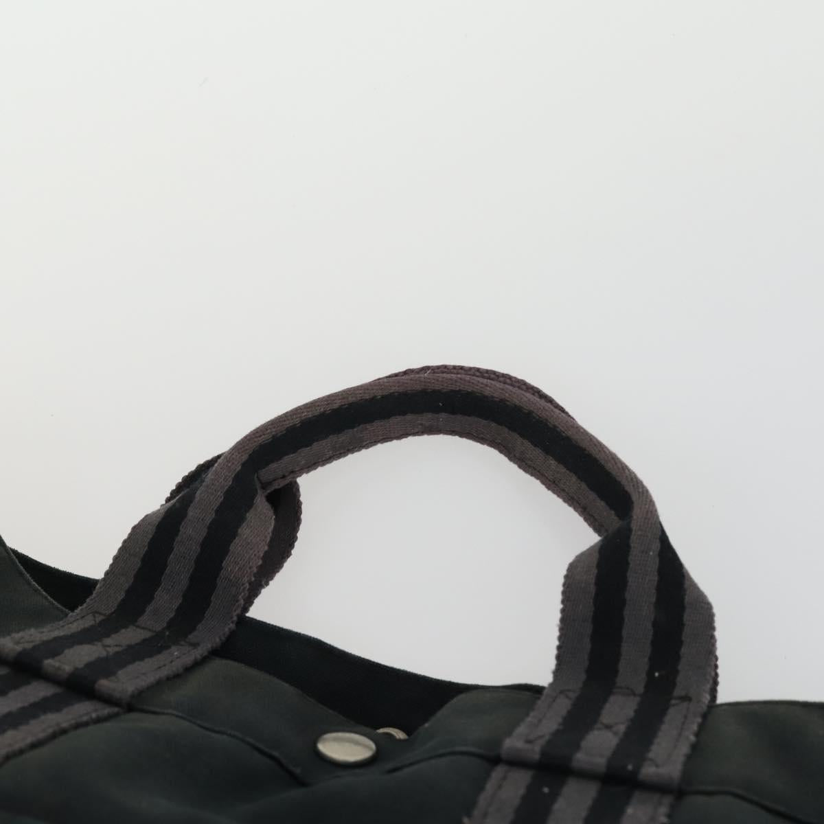 HERMES Fourre Tout MM Tote Bag Canvas 2 Set Gray Black Auth mr1736