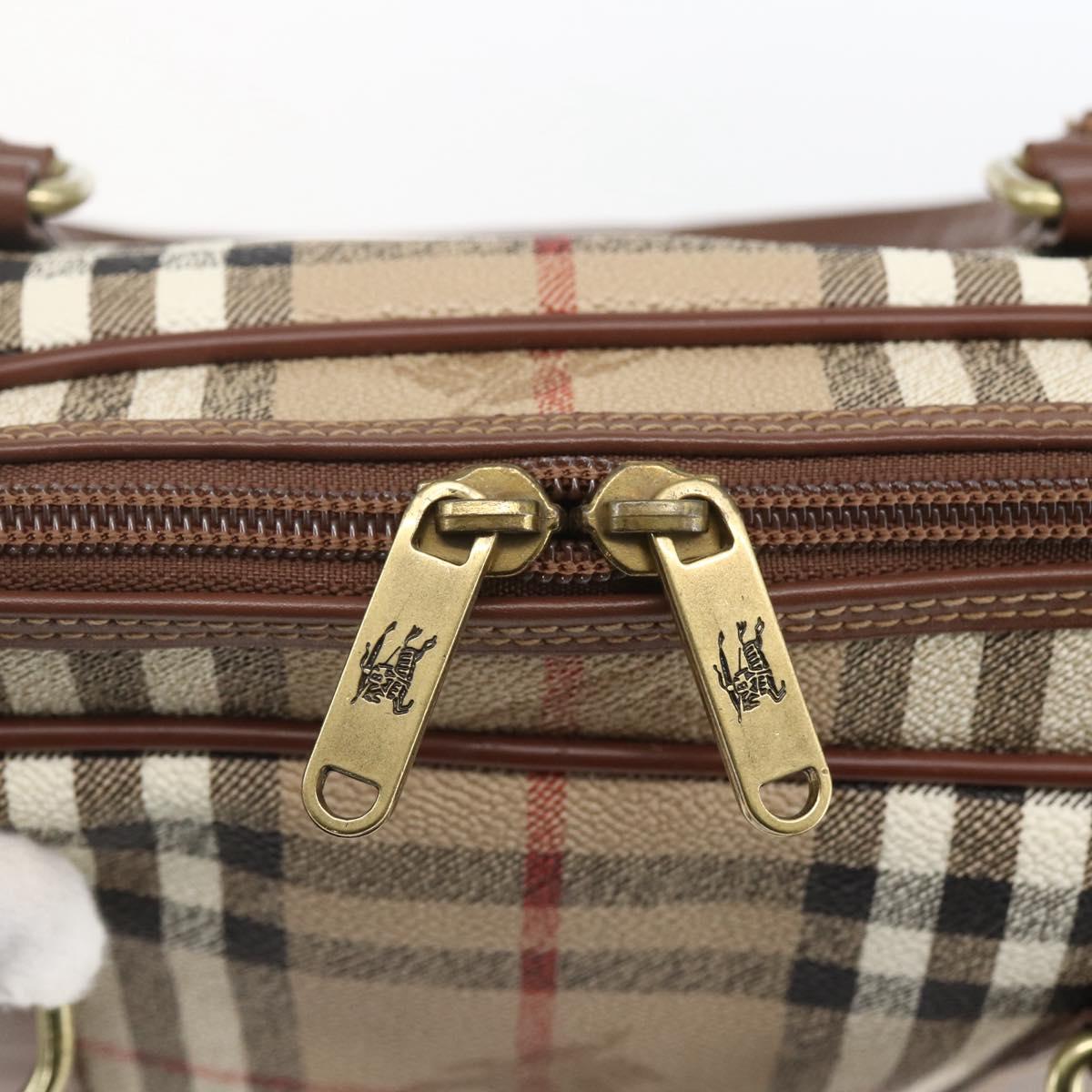 Burberrys Nova Check Business Bag PVC 2way Beige Gold Auth mr1743