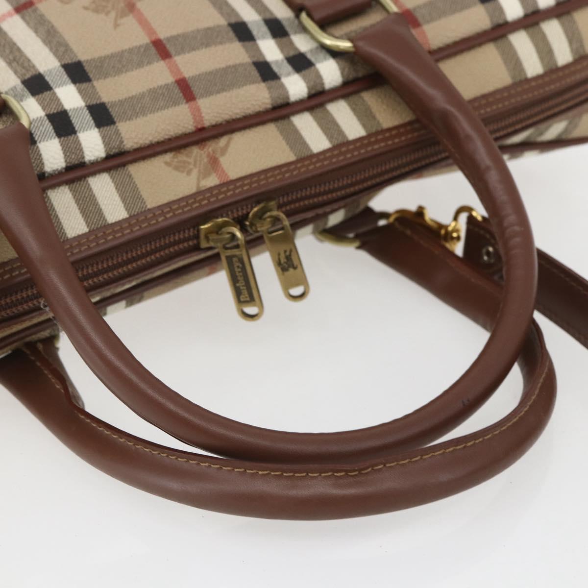 Burberrys Nova Check Business Bag PVC 2way Beige Gold Auth mr1743