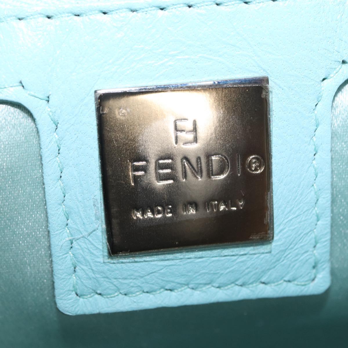 FENDI Shoulder Bag Nylon Light Blue Silver Auth mr1746