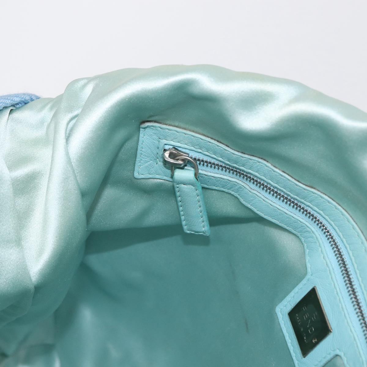 FENDI Shoulder Bag Nylon Light Blue Silver Auth mr1746