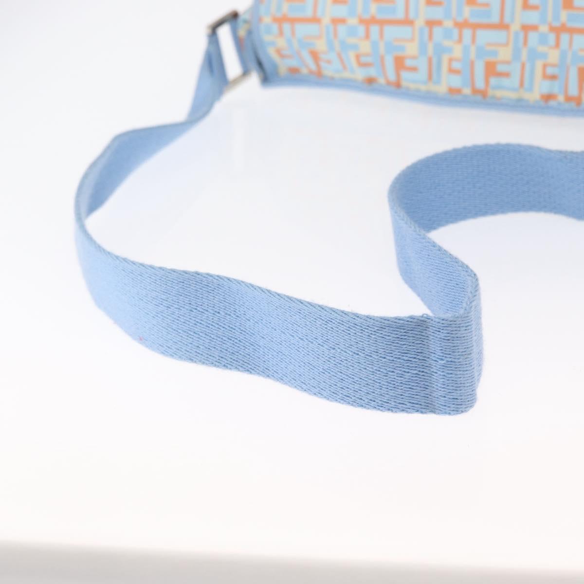 FENDI Shoulder Bag Nylon Light Blue Silver Auth mr1746