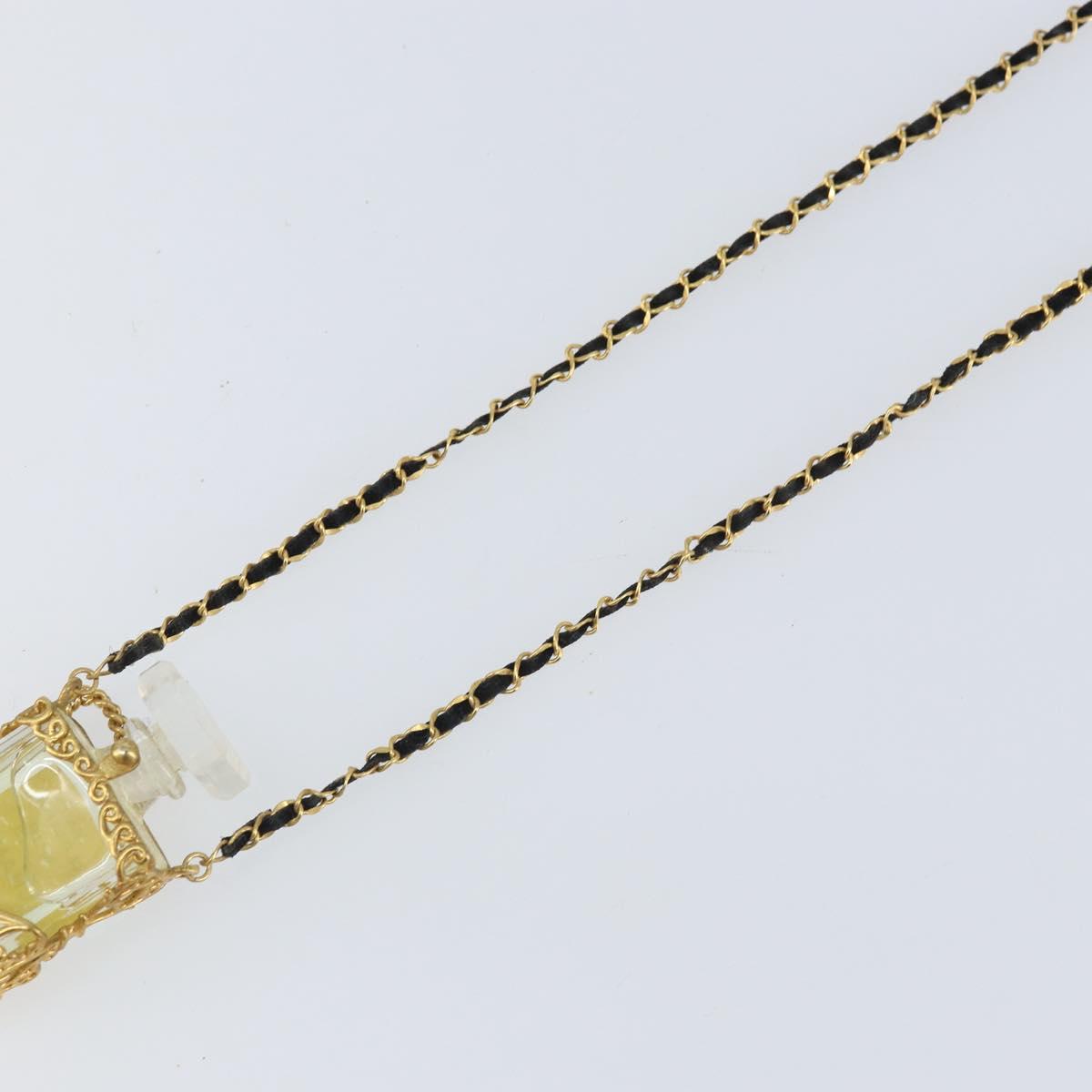 CHANEL Perfume Necklace metal Gold CC Auth mr1750
