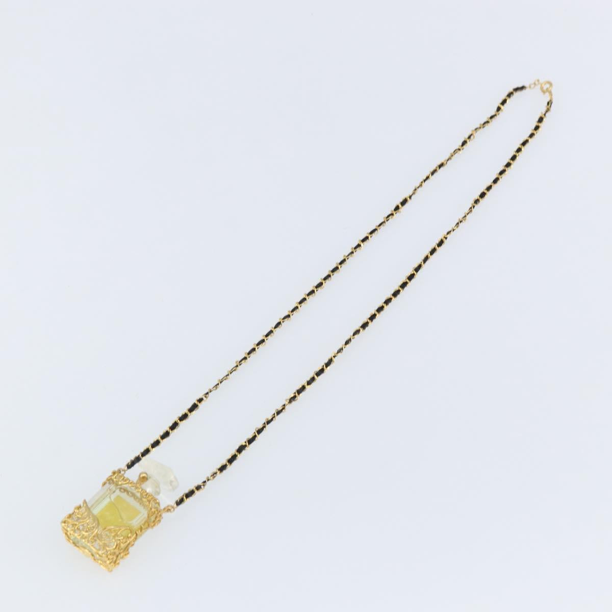CHANEL Perfume Necklace metal Gold CC Auth mr1750