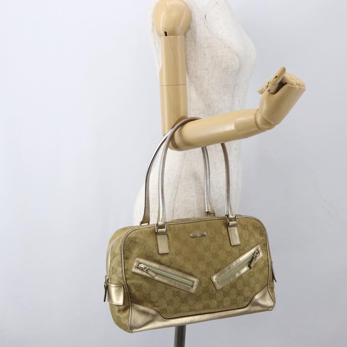 GUCCI GG Canvas Hand Bag Gold 002 1115 Auth mr1753